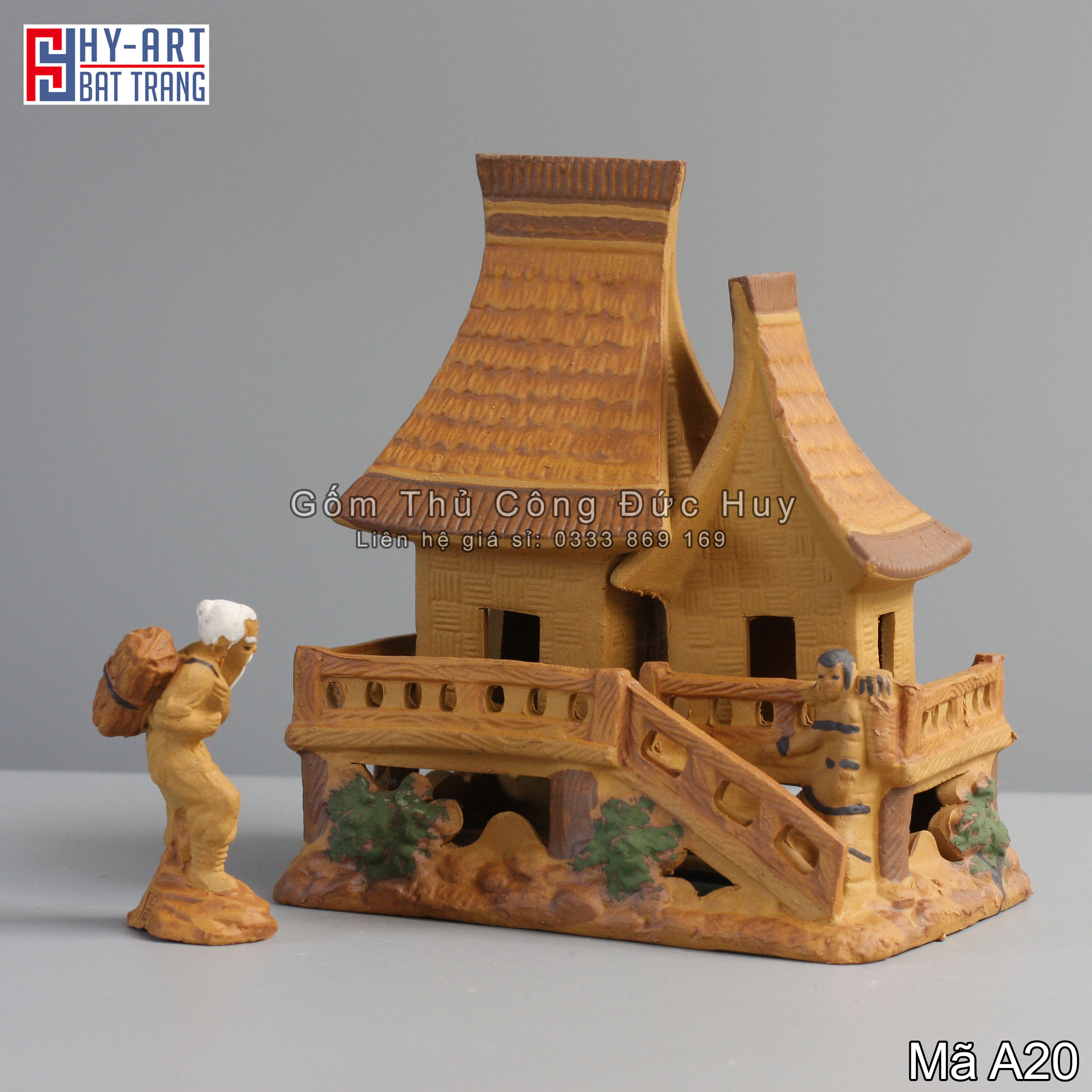 Mô hình gốm Nhà Sàn Dân Tộc - Phụ Kiện Trang Trí Hòn Non Bộ - Tiểu Cảnh - Bể Cá