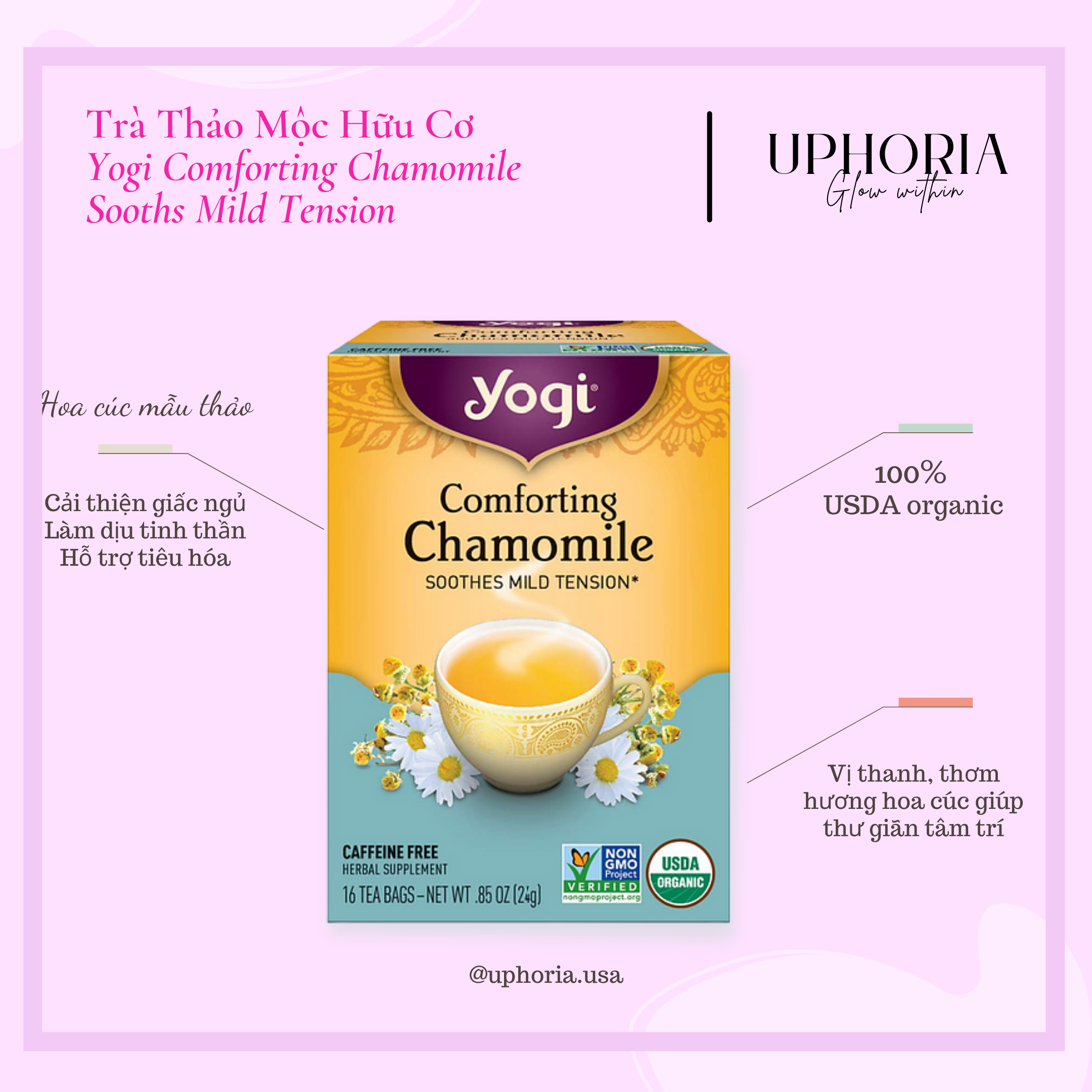 Trà Hoa Cúc Mẫu Thảo Hữu Cơ Yogi Organic Comforting Chamomile