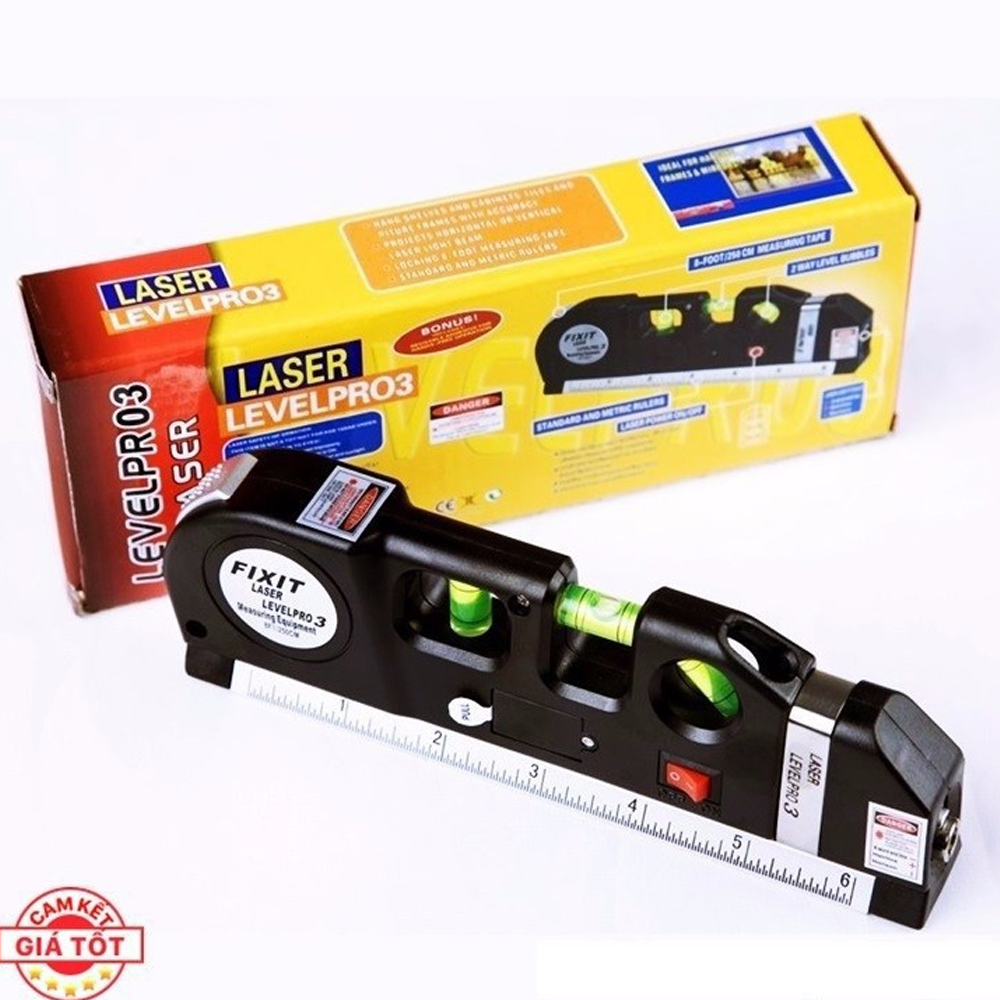[HÀNG HOT - LOẠI XỊN] Thước đo laser - máy đo khoảng cách laser cầm tay giá rẻ PRO 3 (Đen) Đa chức năng: ni vô nằm đứng xiên 45 ° thước rút 2.5m thước ngắn 15cm laser , Thước đo khoảng cách , thước laser