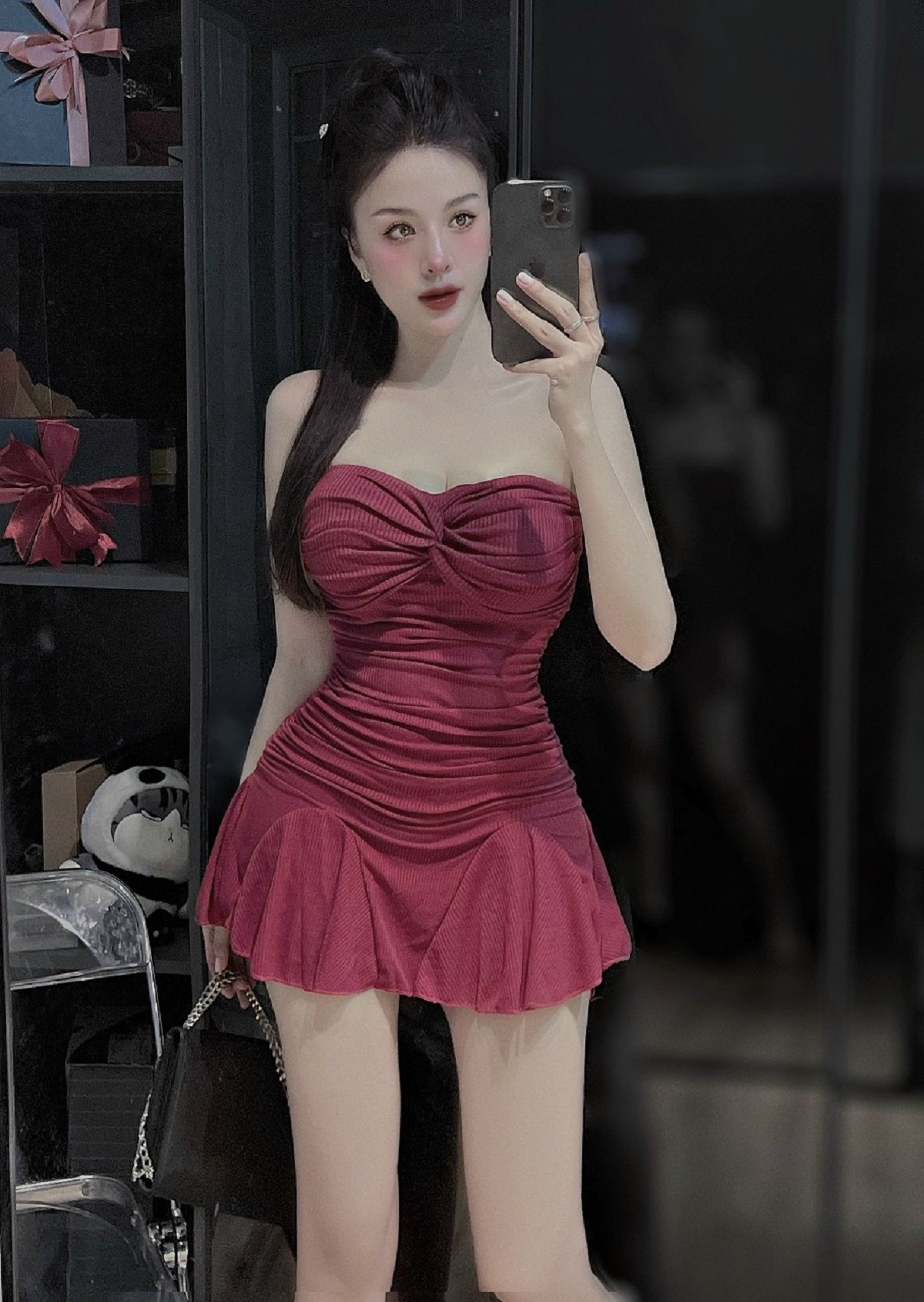 Đầm body đầm cúp ngực phối bèo xinh xắn 097