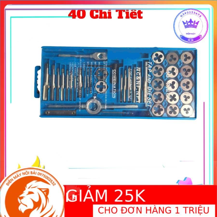 Bộ taro tạo ren 40 chi tiết - taro tạo ren ốc