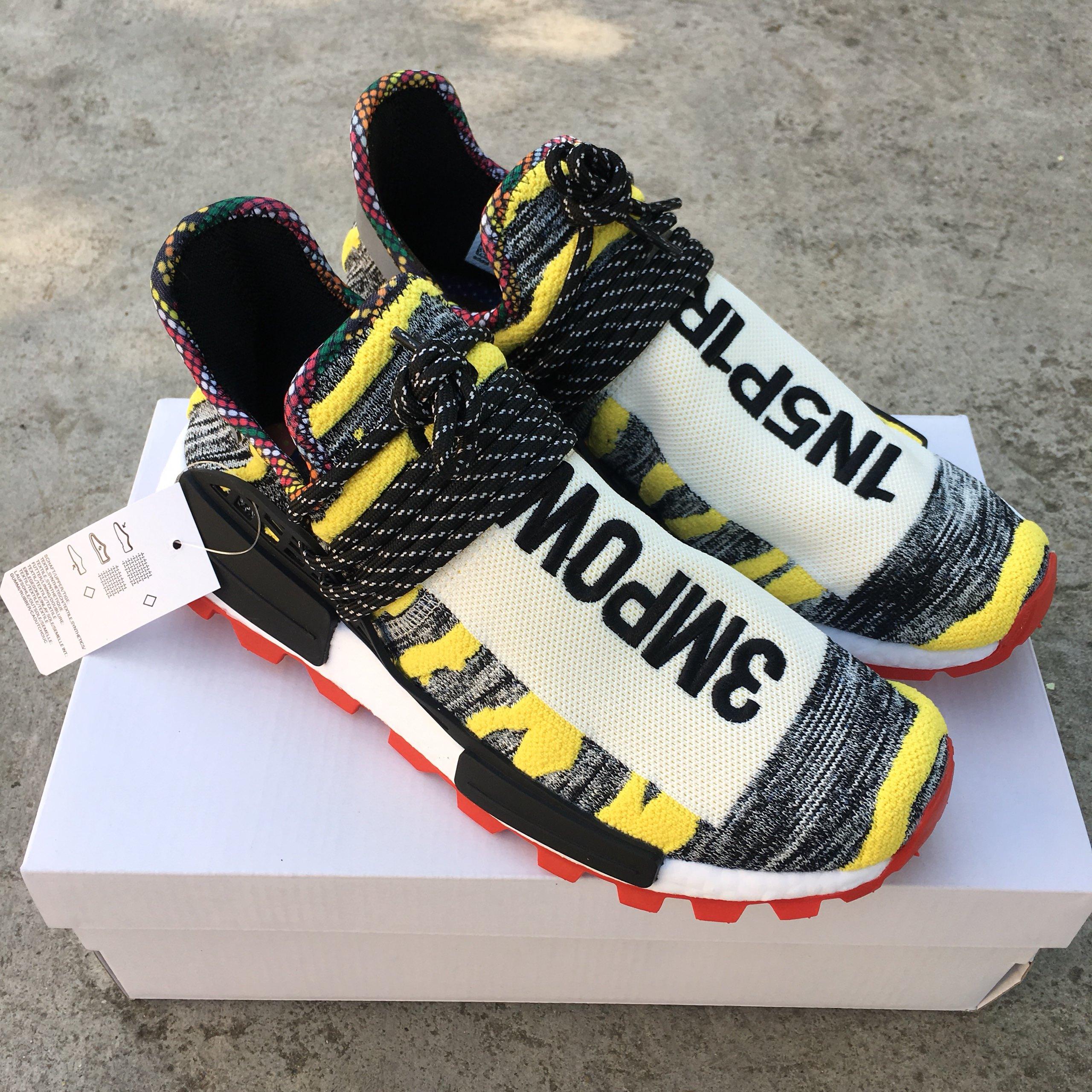 [Hàng Mới] Giày thể thao Human Race NMD Pharrell Vàng kẻ xám trắng