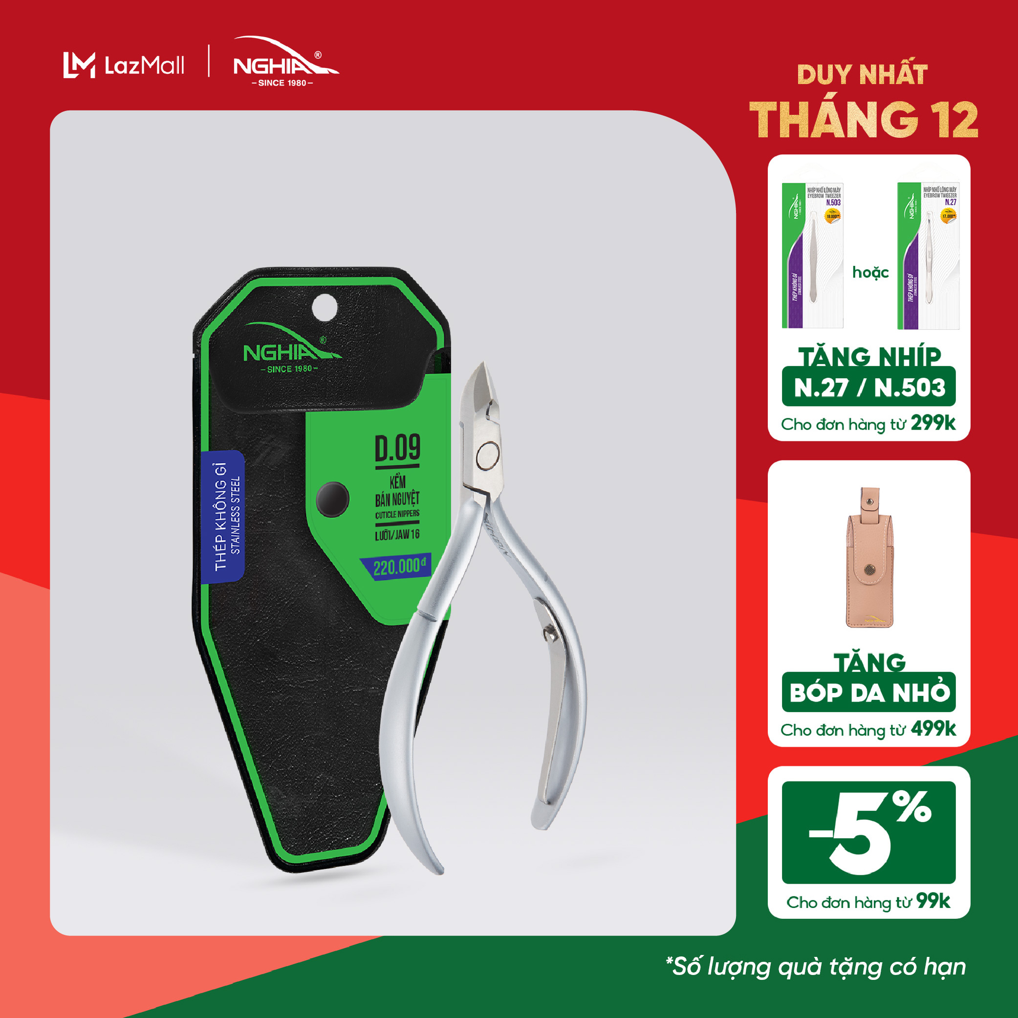  Kềm Cắt Da Bán Nguyệt Thép Không Gỉ KỀM NGHĨA D.09 