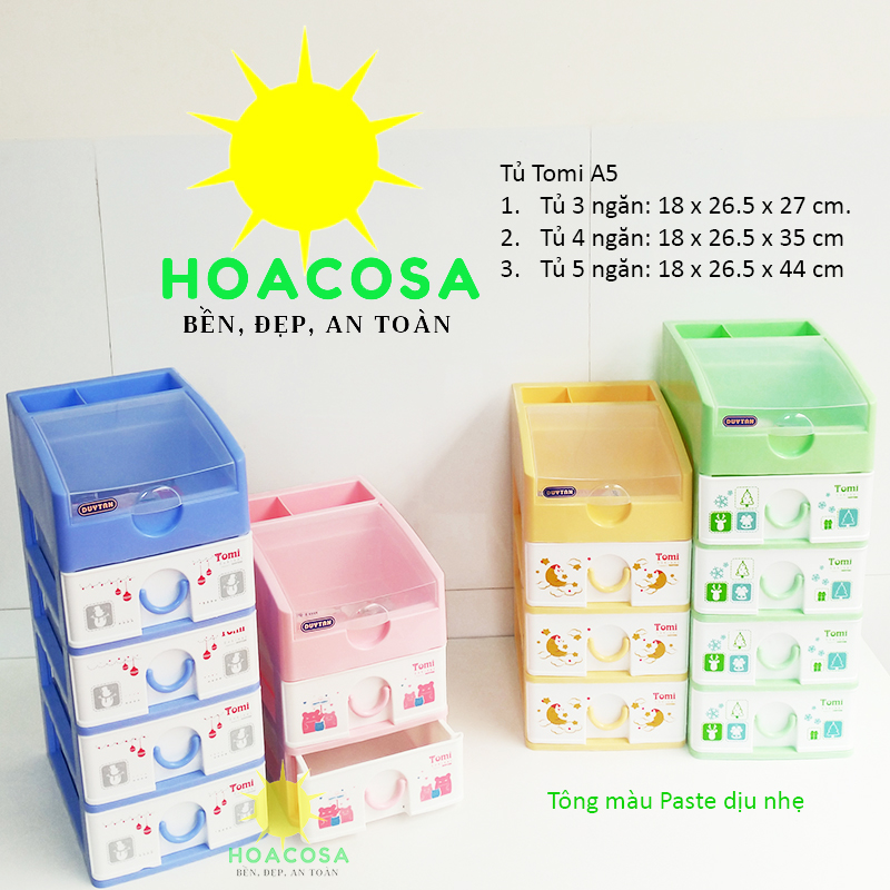 Tủ nhựa tomi mini 3 tầng, 4 tầng, 5 tầng a5- màu đẹp, gọn nhẹ, tiện dụng- đồ gia dụng hoacosa.