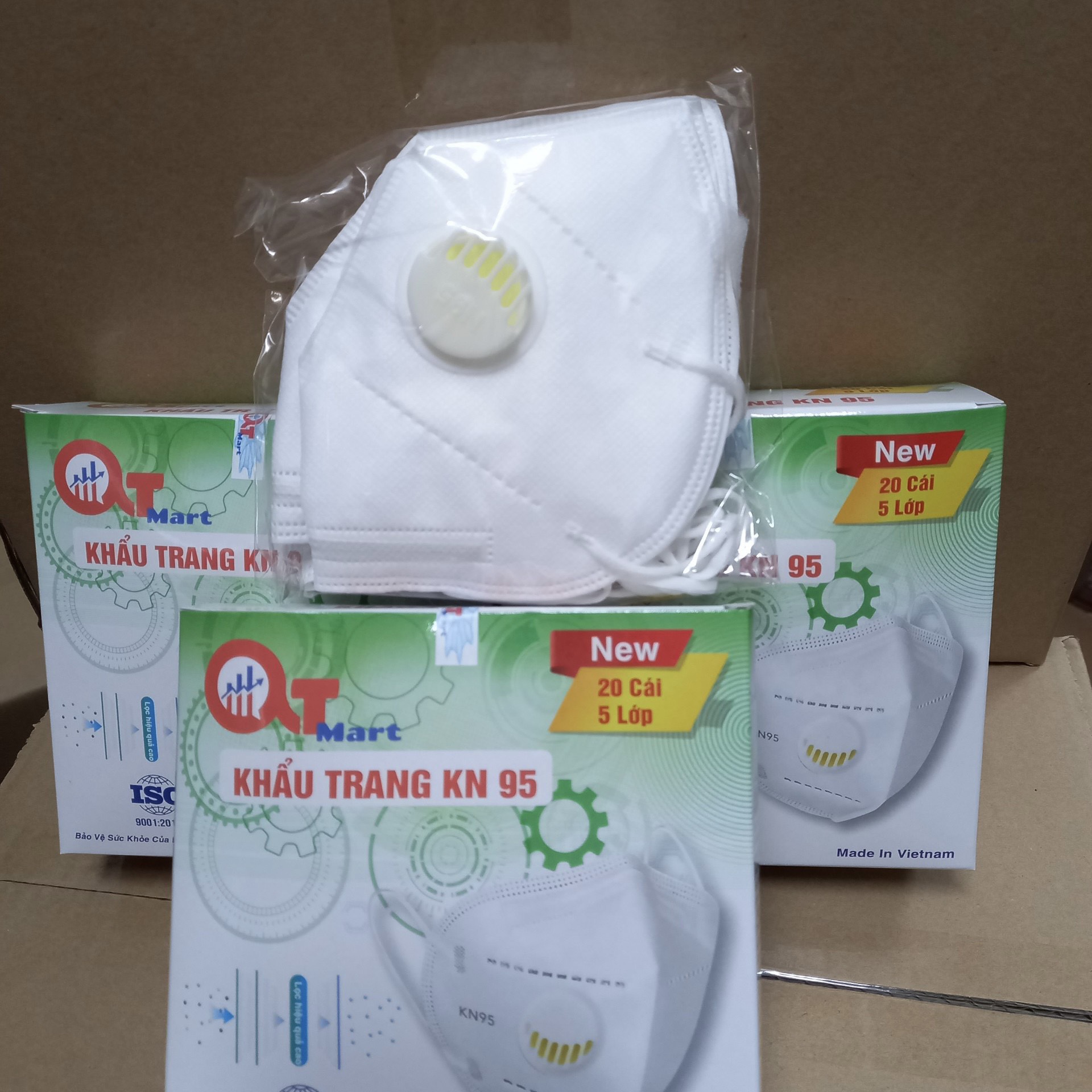 Hộp 10 cái Khẩu trang N95 có van thở siêu kín siêu thoáng chống bụi mịn PM2.5