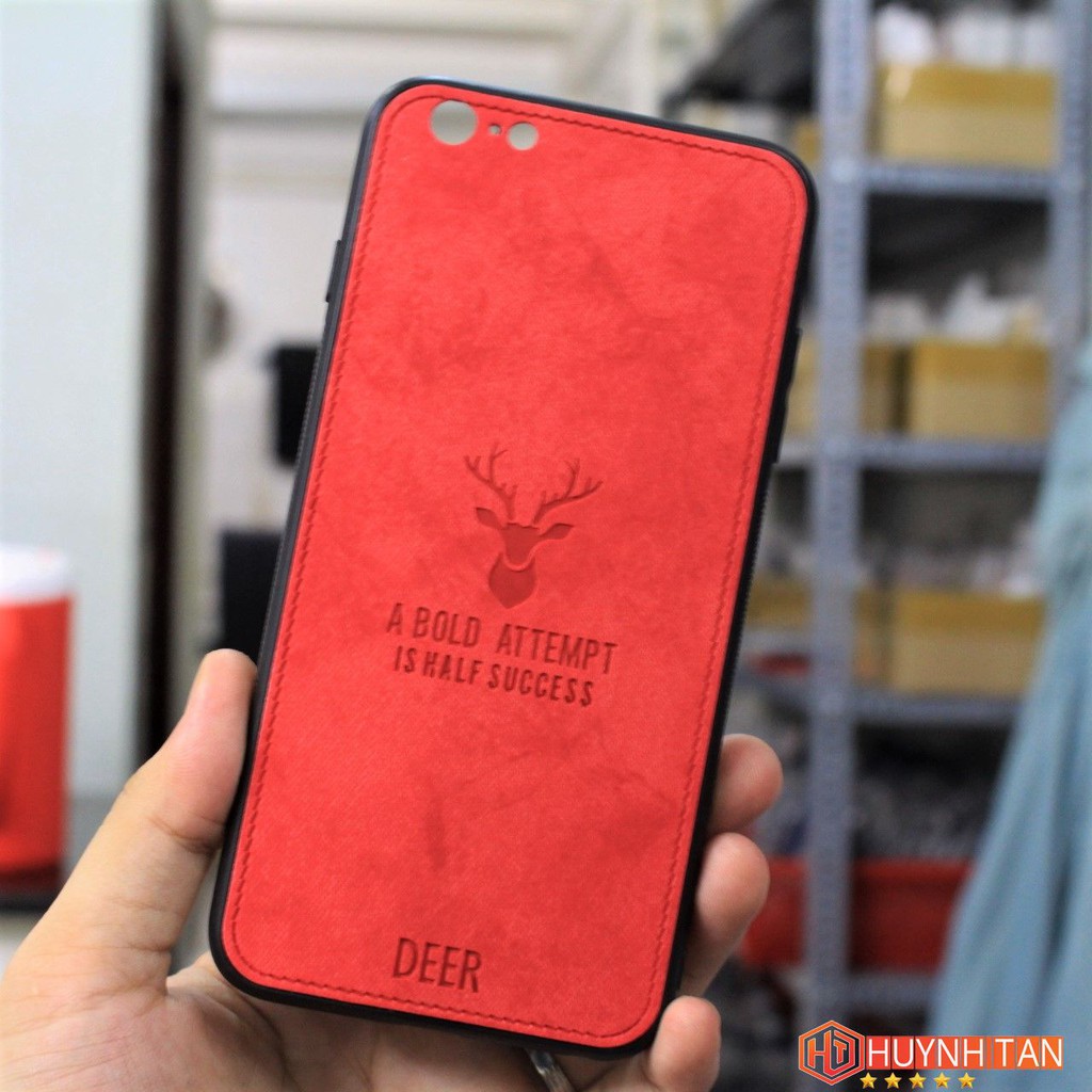 [HCM]Ốp lưng Iphone 6 Plus 6S Plus vân vải khắc 3D hình nai (màu đỏ ảnh bìa)cam kết hàng đúng mô tả chất lượng đảm bảo an toàn đến sức khỏe người sử dụng