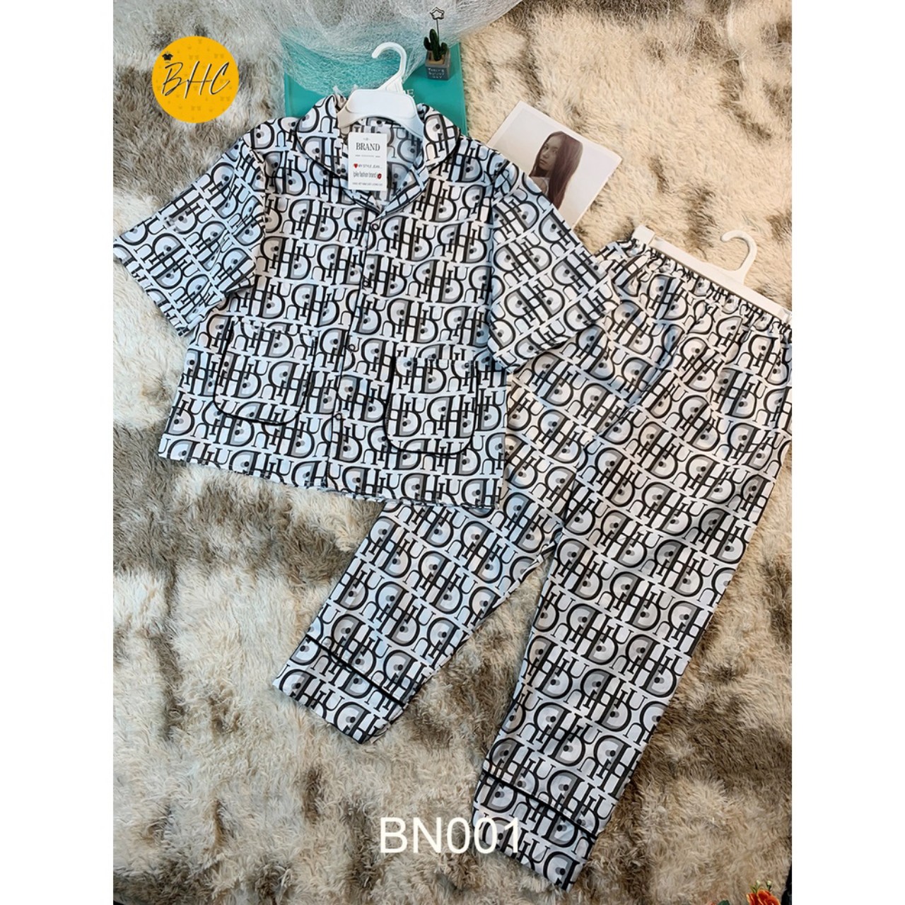 Bô pajama áo tay ngắn quần dài freesize