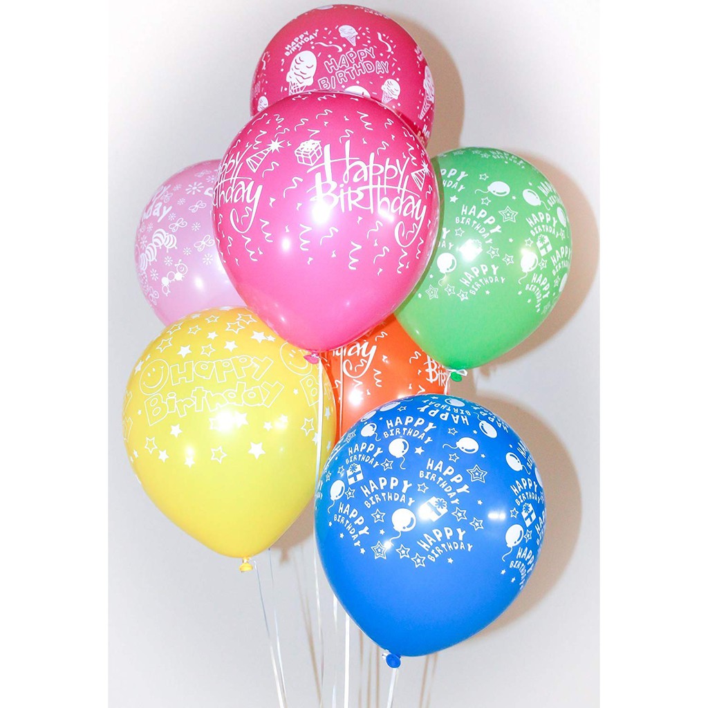 Combo 10 bong bóng in chữ happy birthday