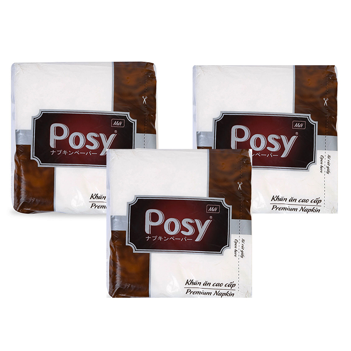 Combo 3 Gói Khăn ăn cao cấp Posy Premium 01 lớp  330x330 100 miếng/ gói
