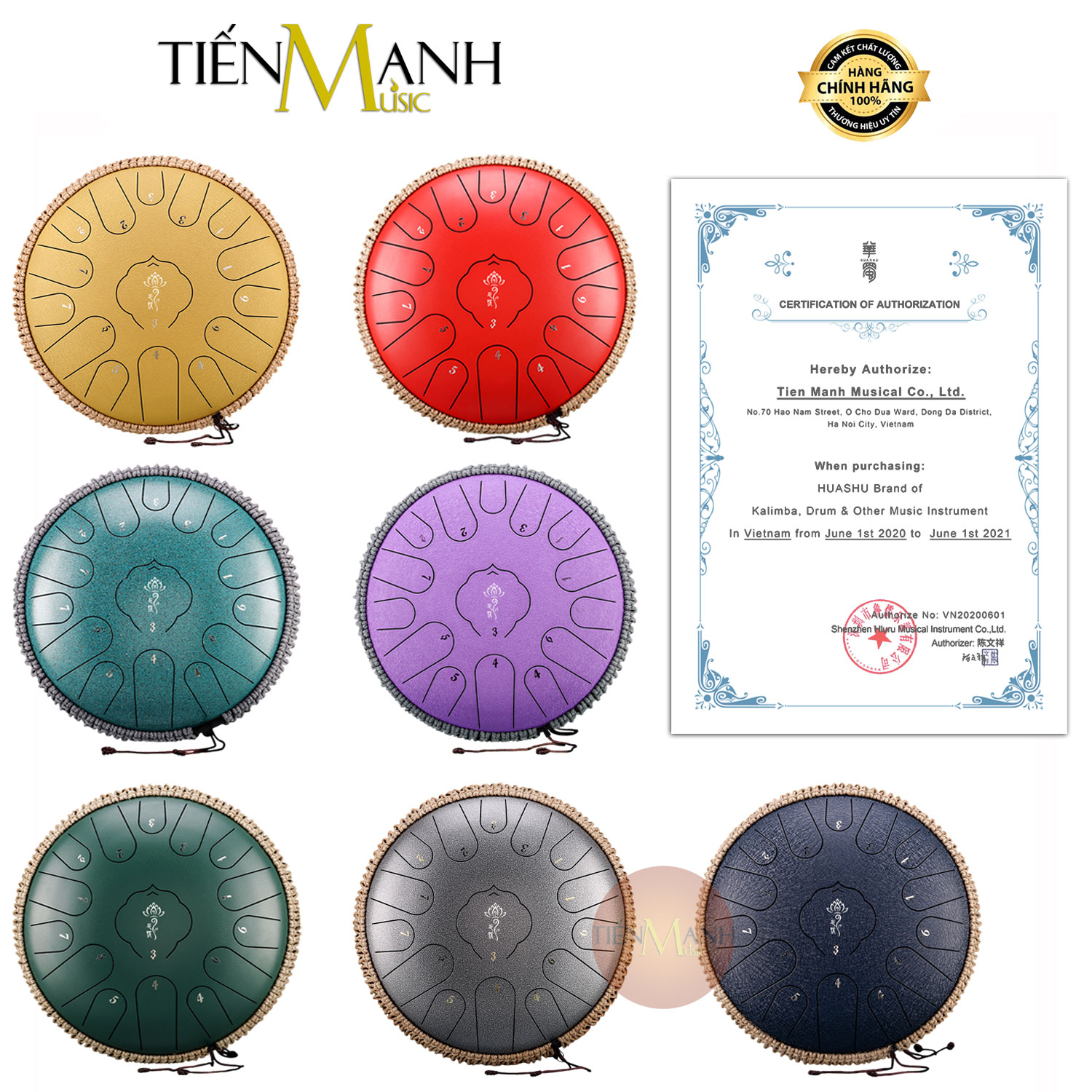 [Chính Hãng] Trống Không Linh Tank Drum 15 Tone Huashu Vong Ưu TWR15 12 inch - Lưỡi Thép Steel Tongue Note, Nốt TWR15-12