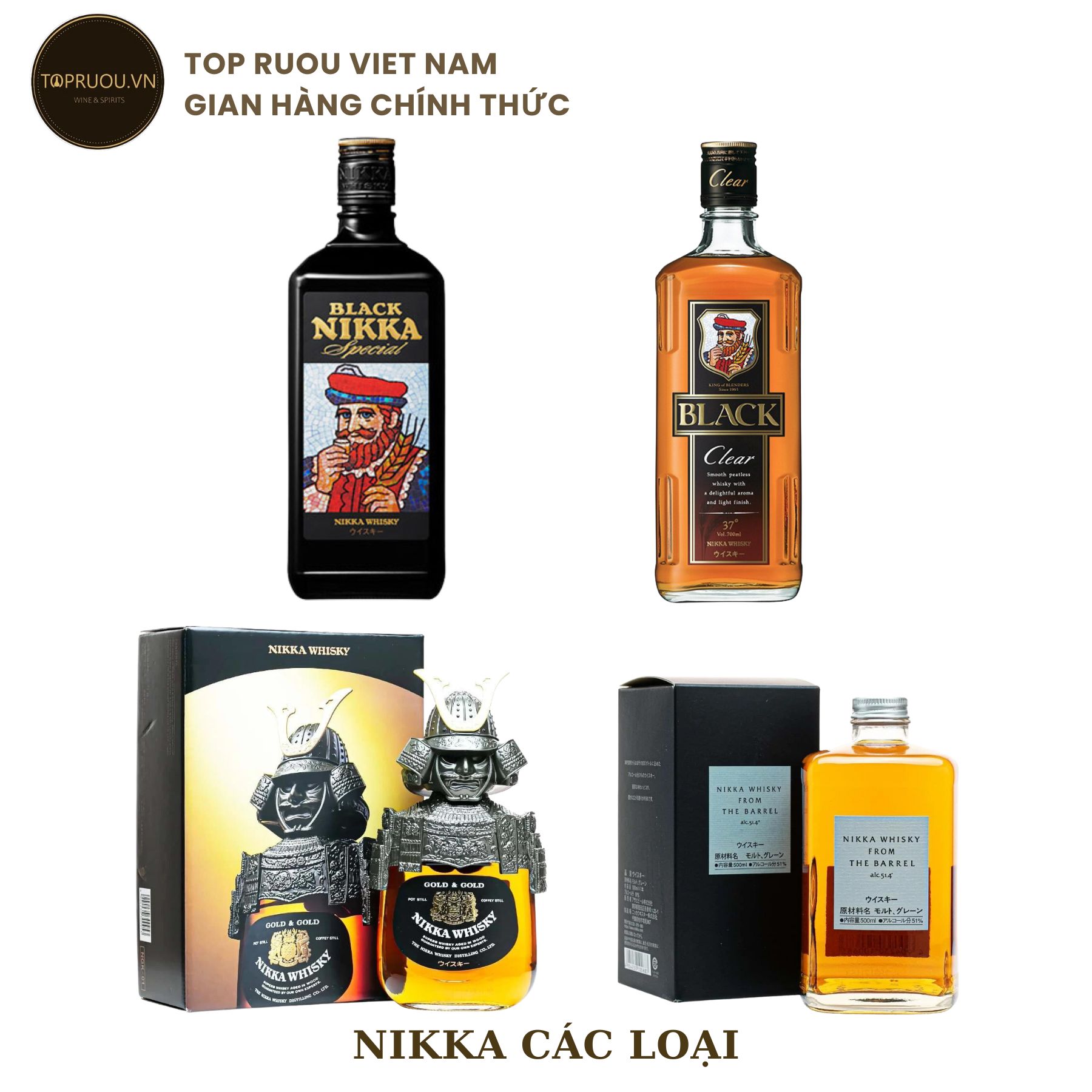 [TopRuouVietNam] Rượu Whisky Black Nikka Special - Black Nikka Clear - From The Barrel - Samurai 500ml - 700ml [Hàng Thật]