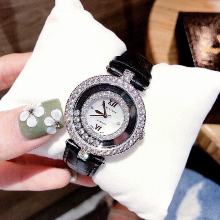 [HCM]Đồng hồ nữ dây da RoyaI Crown 0119 vỏ Trắng (Silver) Size 33mmĐồng hồ nữ cao cấp chống nước - Shop Kiwi