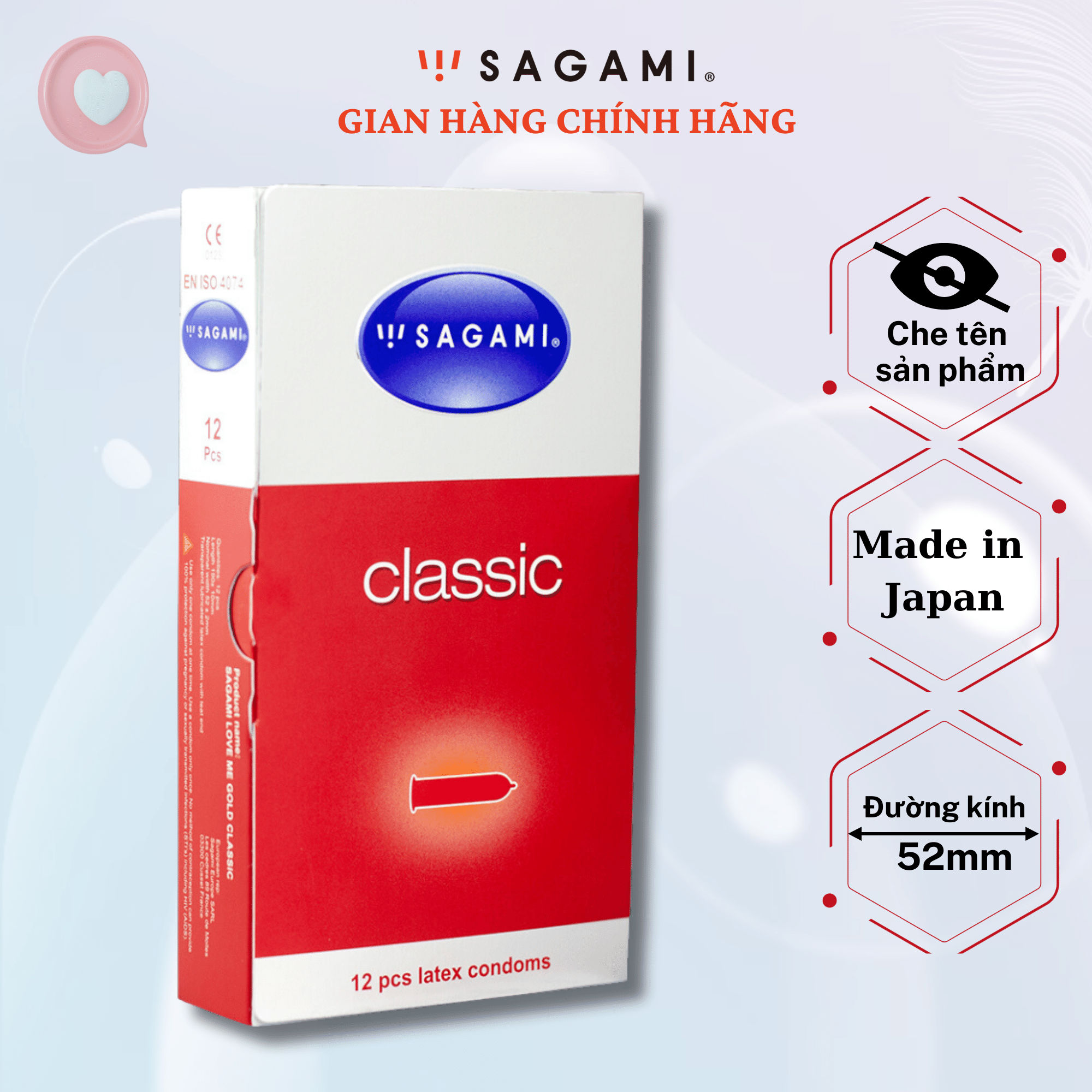 Baocao su Sagami Classic - Siêu Mỏng - Kiểu truyền thống - Hộp 12 chiếc - Nhiều gel bôi trơn