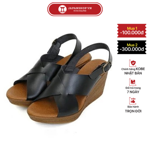 Dép sandal nữ đế xuồng cao 8cm KOSU 22978 xăng đan siêu nhẹ chống trơn trượt made in Japan 