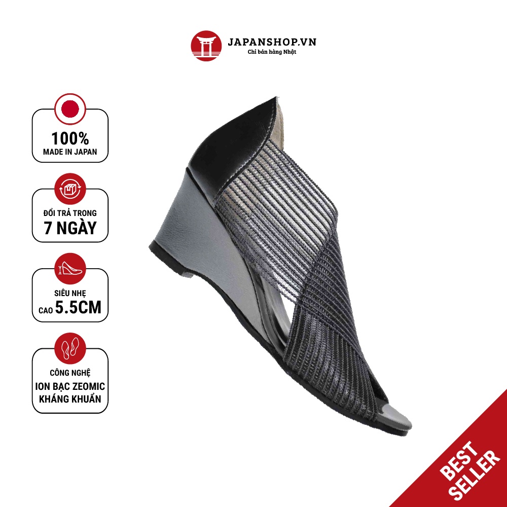Sandal lưới siêu nhẹ nữ Put On 51 cao 5,5cm made in Japan Kobe Nhật Bản