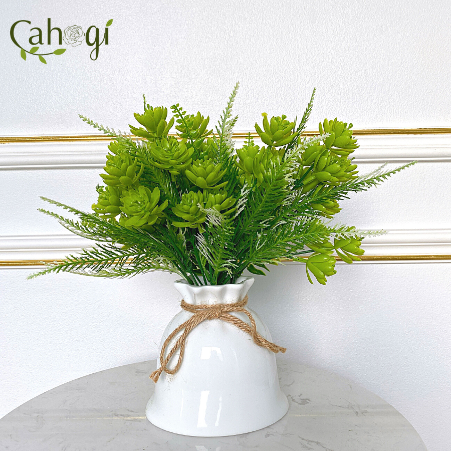 Chùm cây giả - chùm ngọn sen đá điểm - lá dương xỉ 30 cm