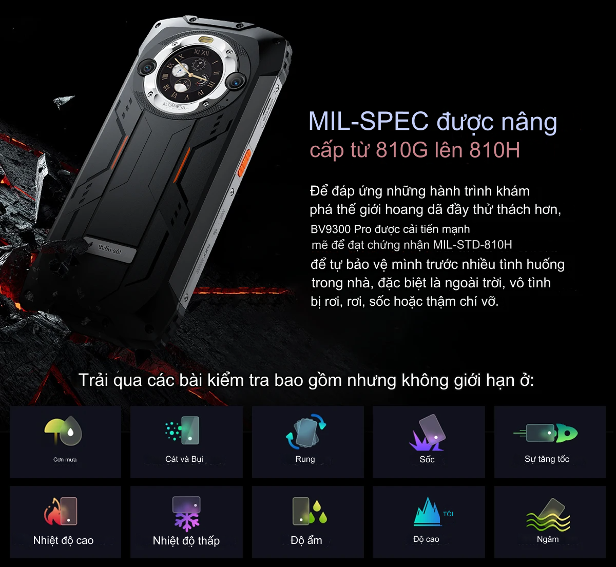 Điện thoại Blackview BV9300 Pro (12/256) Chính Hãng Mới 100% Nguyên Seal - màn hình 6.7 Pin 15.080 mah Chống nước chống va đập