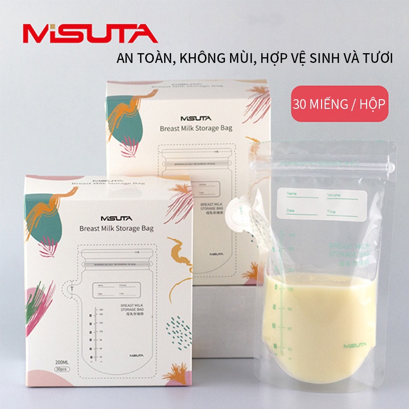 Túi trữ sữa, túi đựng sữa mẹ Misuta có vòi tiện lợi 150ml/200ml hộp 30 chiếc