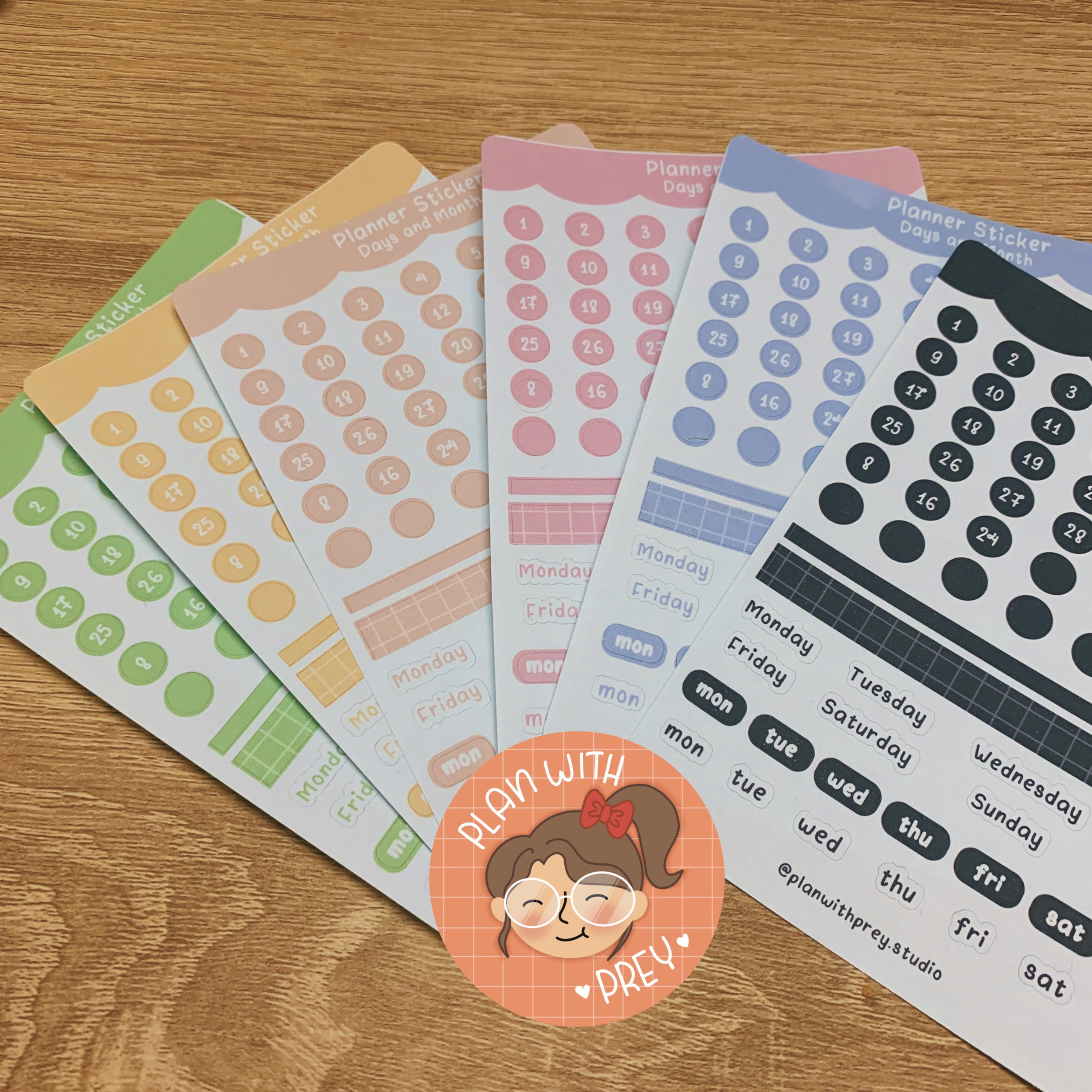 Stickers ngày tháng, Sticker Date | Planner Sticker, Bullet Journal Sticker | Designed by Plan With Prey