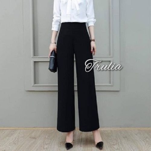 quần culottes ống rộng suông khóa sườn, quần tây nữ công sở