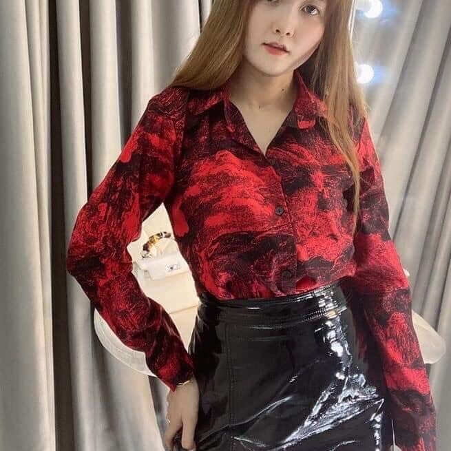 Áo Sơ Mi Nữ Họa Tiết Dáng Trẻ Thanh Lịch Đường Phố Thời Trang Cao Cấp t167