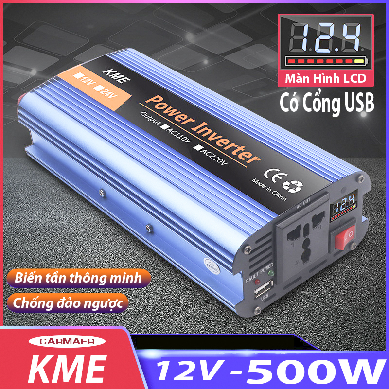 Bộ Kích Điện 12V sang 220V 500W Hiệu KME xịn vỏ Nhôm Quạt tản nhiệt