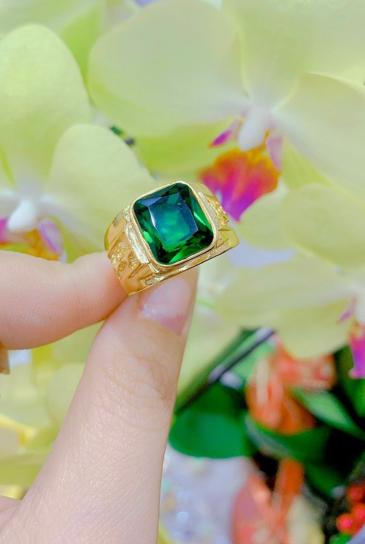Nhẫn Nam đính đá màu nhẫn mạ vàng 24k sang trọng, mạnh mẽ TH001552