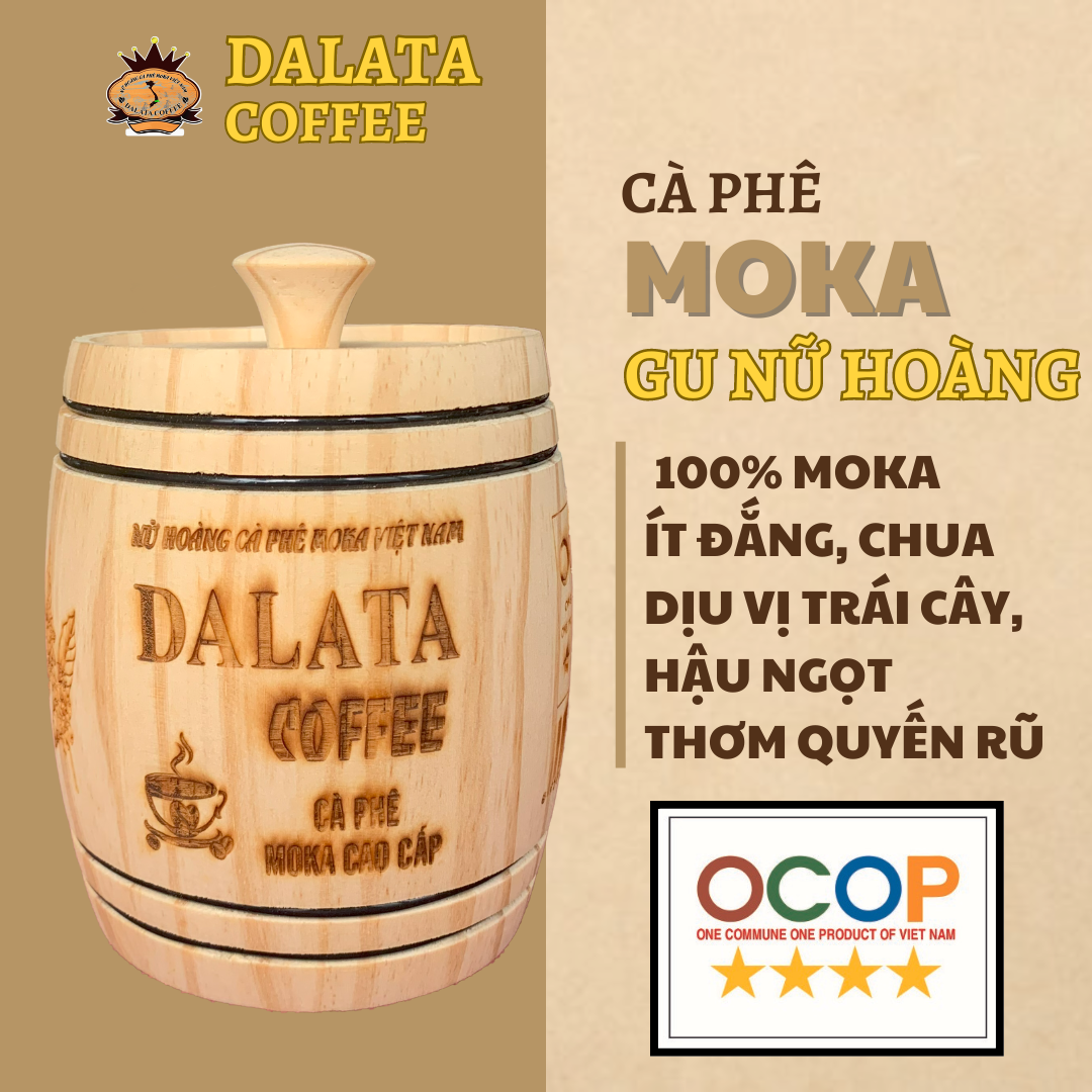Cà phê nguyên chất đà lạt - cầu đất. hộp gỗ moka cao cấp - dalata coffee. nhẹ nhàng, đậm đà, thanh chua - hương thơm đặc biệt.