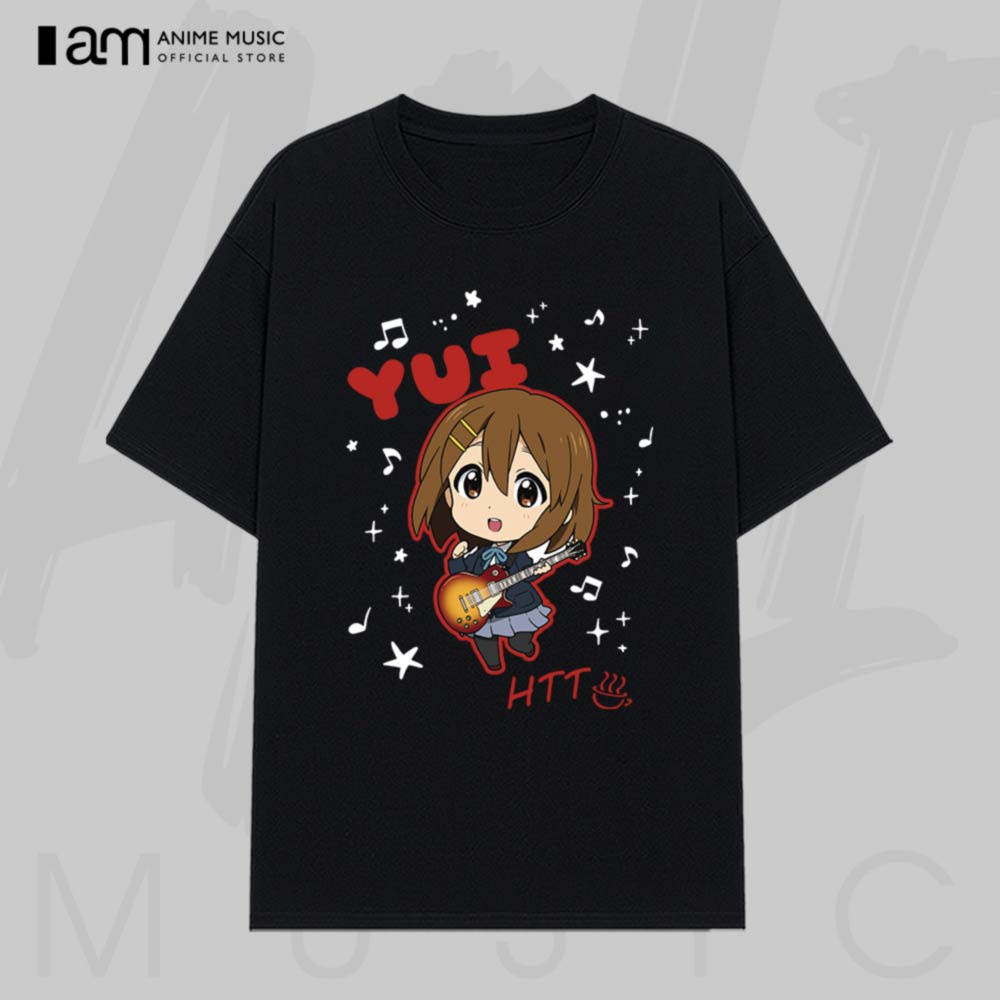 Áo thun Unisex K-On! Yui Chibi Kawaii Shirt Oversized 100% Cotton (Black) ngắn tay | BASIC ANIME STORE