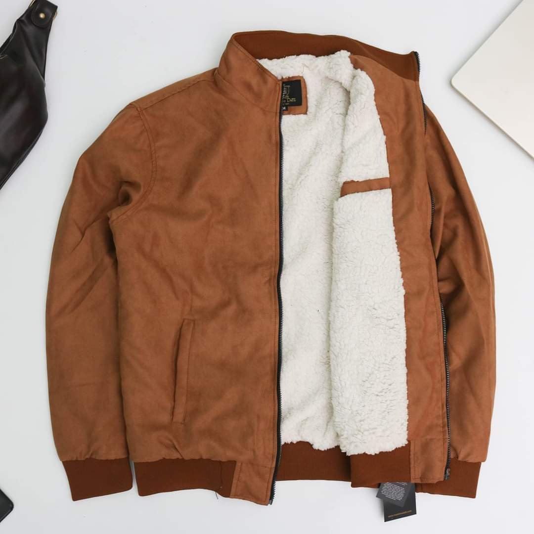 Áo khoác da lộn lót lông MENSWEAR,áo da lộn nam lót lông, chất da mềm mịn, áo bomber nam giữ nhiệt cản gió tốt
