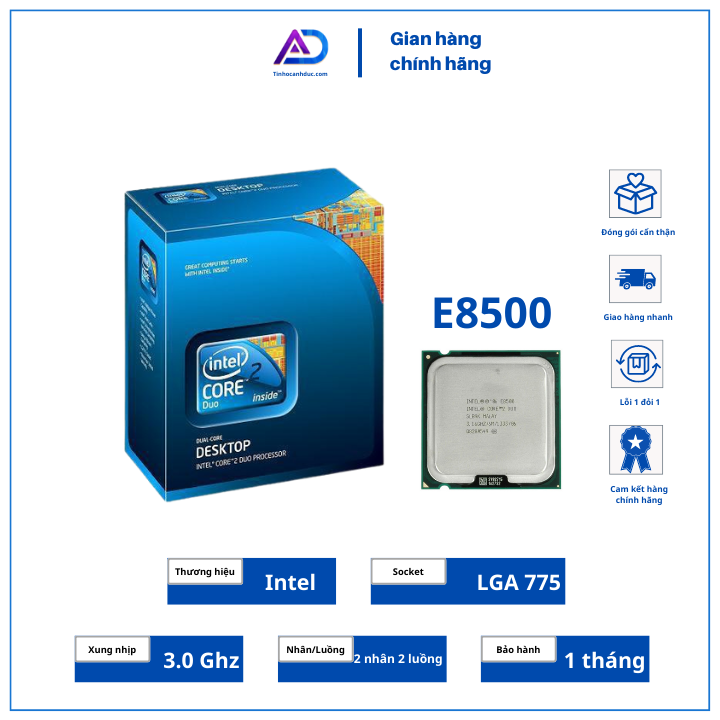 CPU Core2 E8500 tặng KEO, QUẠT TẢN NHIỆT ( SOCKET 775) chiến Liên minh mượt mà