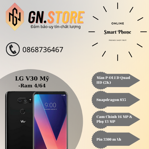 Điện thoại LG V30 Mỹ 64GB - Snap 835 Ram 4GB Bản 1 Sim