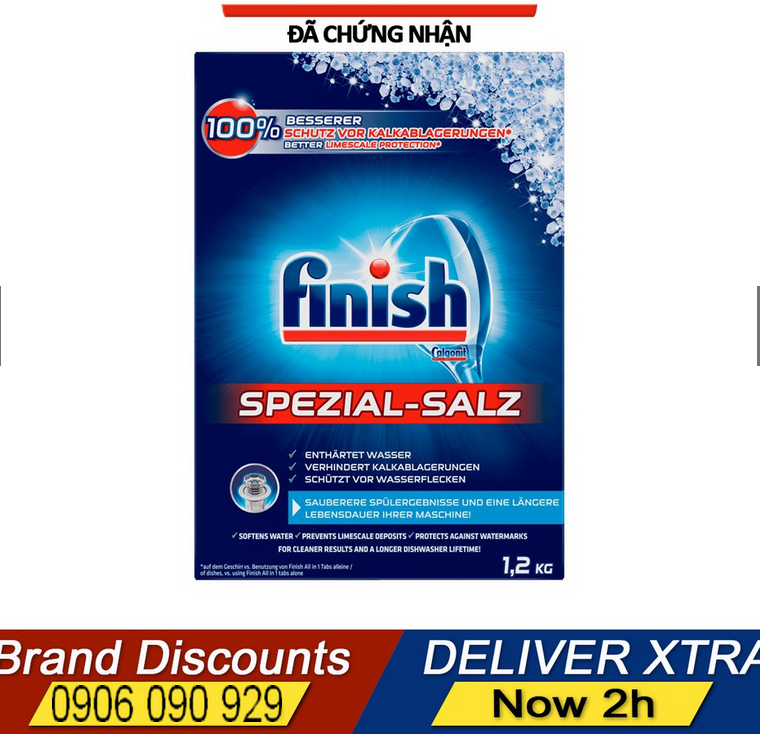 Muối rửa bát finish 1.2kg Made in EU dùng cho Máy rửa bát