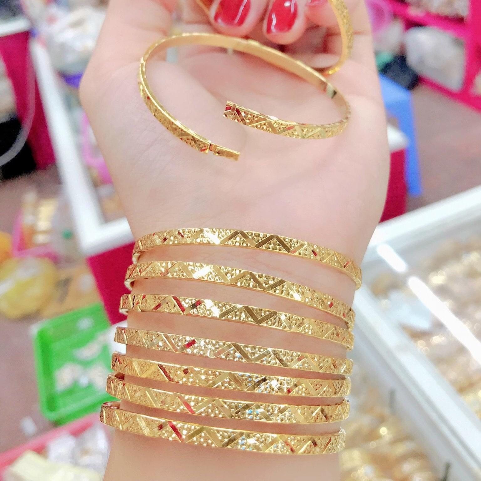 Vòng Tay Vàng 18k | Bộ Vòng Tay Mạ Vàng Cao Cấp | Vòng tay mạ vàng, vòng tay ximen, ximen mạ vàng thật cao cấp, trang sức vàng cưới - Thiết kế sang trọng phù hợp cho mọi nơi | Trang Sức Gado V033 CAM KẾT KHÔNG ĐEN