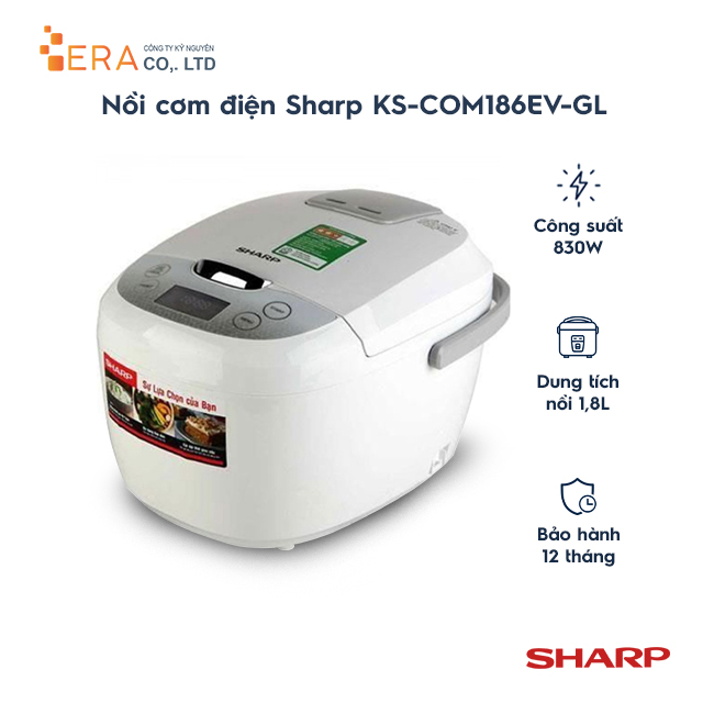 Nồi cơm điện tử sharp 1.8 lít ks-com186ev-gl