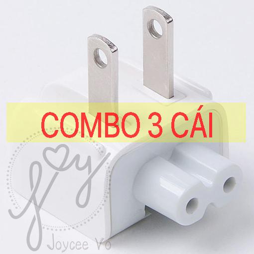 Combo 3 đầu cắm sạc điện 2 chấu gấp gọn cho ipad, macbook, iphone củ sạc lớn, mac mini 3b152