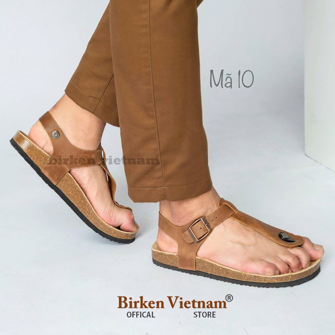 [ DA BÒ THẬT ] - D10 Sandal DA BÒ Đế Trấu Quai Tách Ngón Unisex Nam Nữ Birken Vietnam Bioline