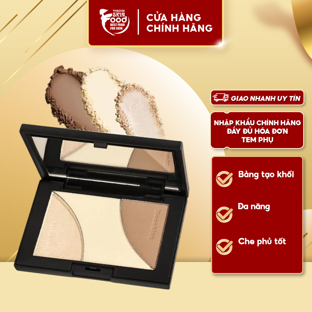 Bảng Tạo Khối Đa Năng Mooekiss Three-Color Sculpting Palette ThegioiSkinfood