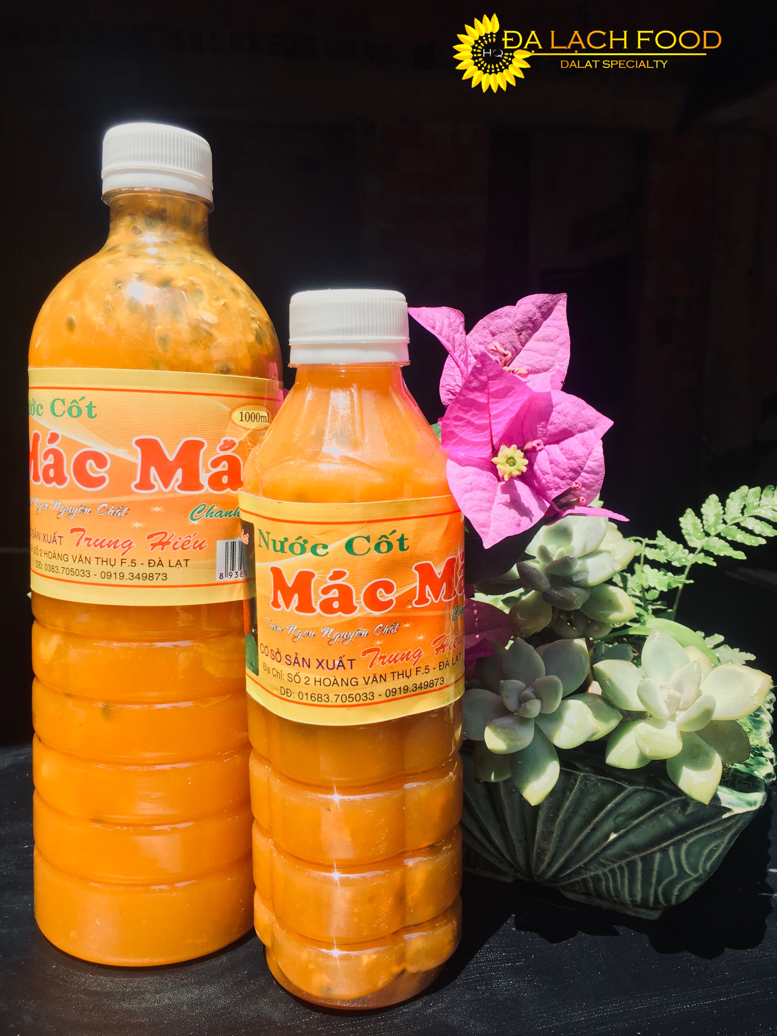 Nước cốt chanh dây có hạt nguyên chất Đà Lạt - Đặc Sản Đà Lạt/ Đạ Lạch food (500ml)