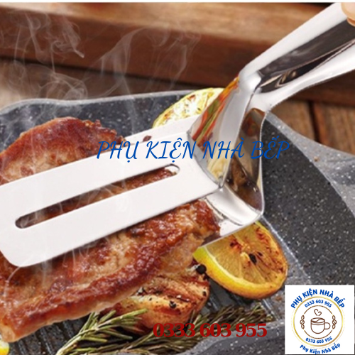 Kẹp inox 201 gắp nóng thức ăn bằng inox, chiên xẻng nướng, gắp đồ nóng như bít tết, cá rán, thịt nướng