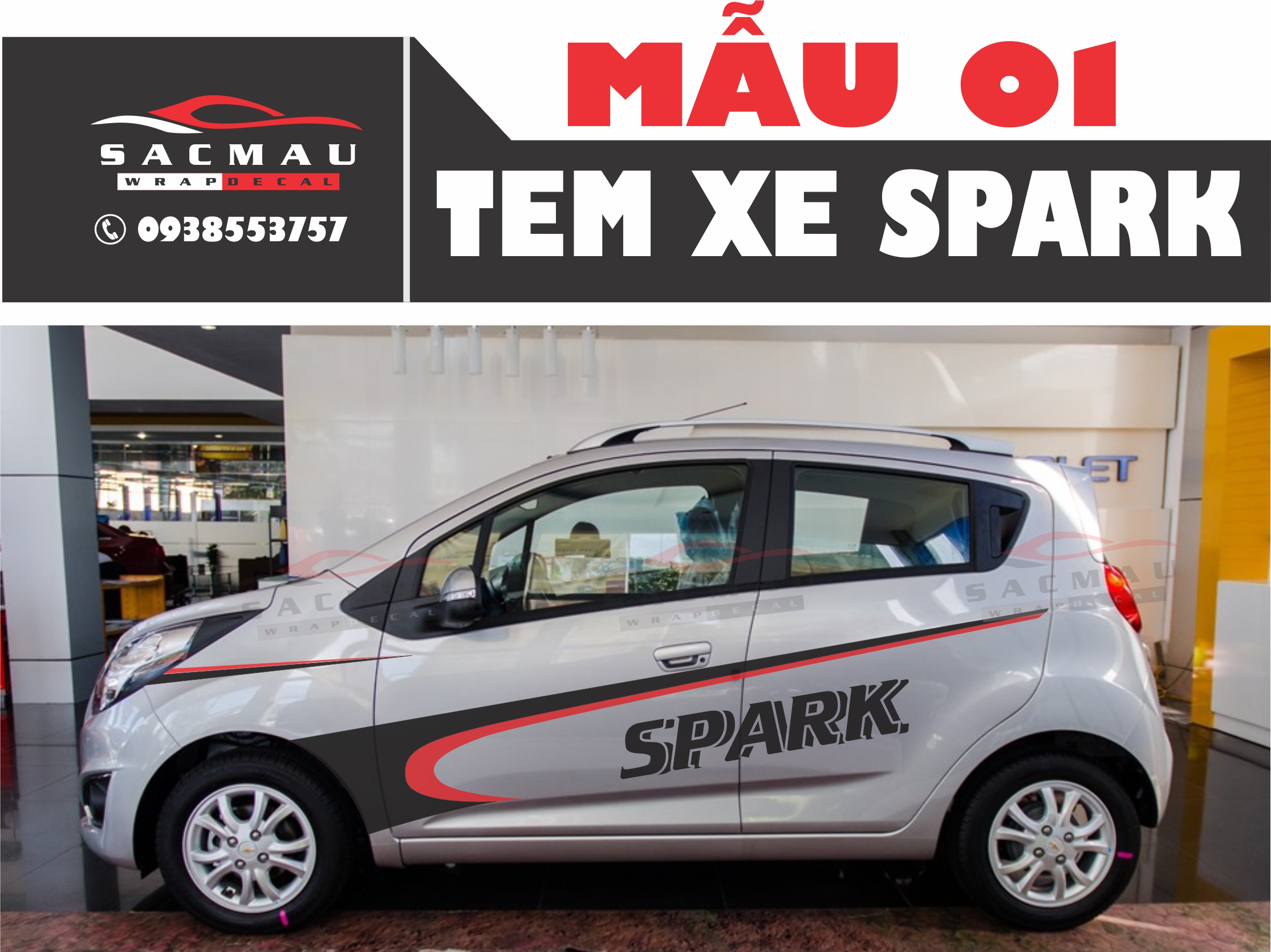 Tem dán xe Chevrolet Spark, tem xe Chevrolet