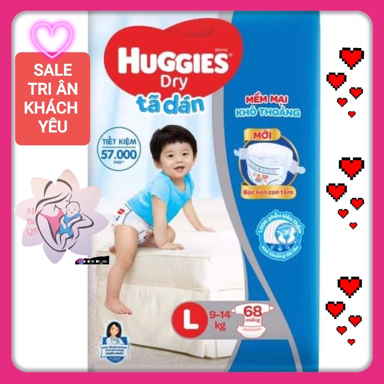 *tã dán huggies size l68 miếng