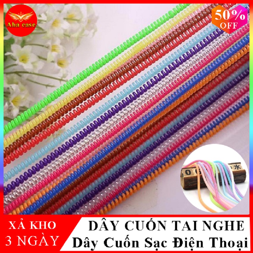 Dây cuốn tai nghe, Bộ 5 dây quấn bảo vệ dây sạc tai nghe, dây cuốn cáp sạc điện thoại giúp chống đứt, chống xoắn dây rất tốt có nhiều màu sắc giá siêu rẻ Aha Case