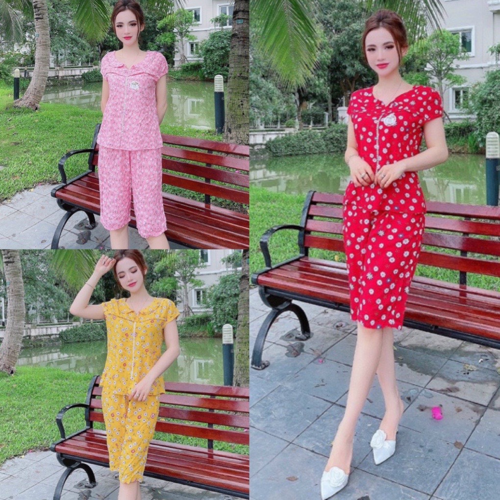 Bộ ngủ lanh hoa nhí phối viền ren quần ngố, bộ lanh mặc nhà họa tiết, bộ lanh nữ, bộ mặc nhà nữ, bộ ngủ nữ chất lanh mát mịn phong cách trẻ trung năng động hàn quốc, CLOWE