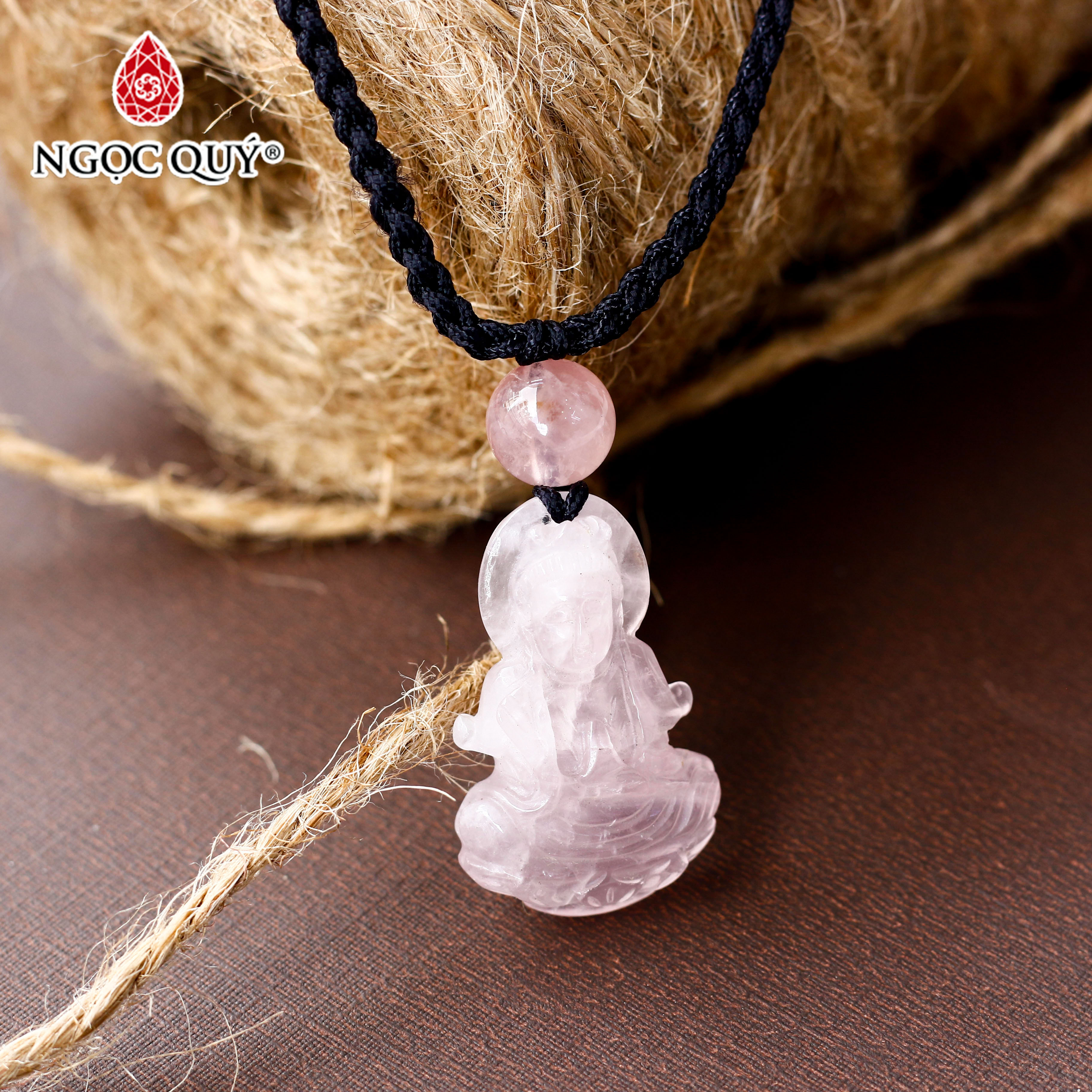Mặt dây chuyền phật bà quan âm thạch anh hồng - Ngọc Quý
