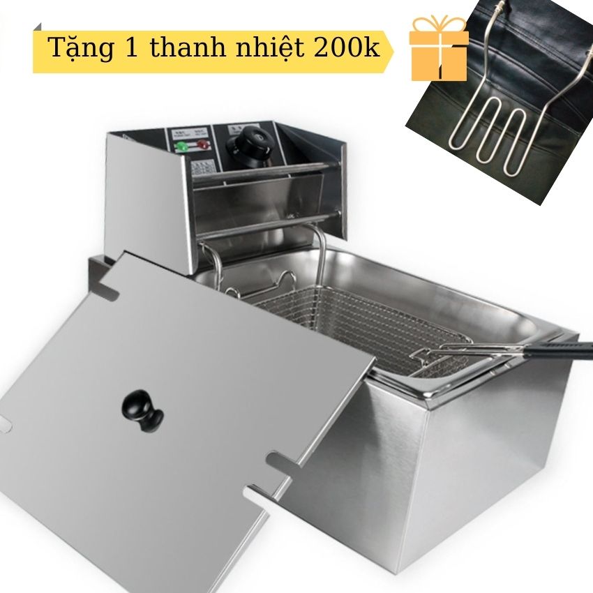 Bếp chiên, bếp chiên nhúng, bếp chiên nhúng điện 6L hàng cao cấp (Tặng 01 thanh nhiệt đi kèm)