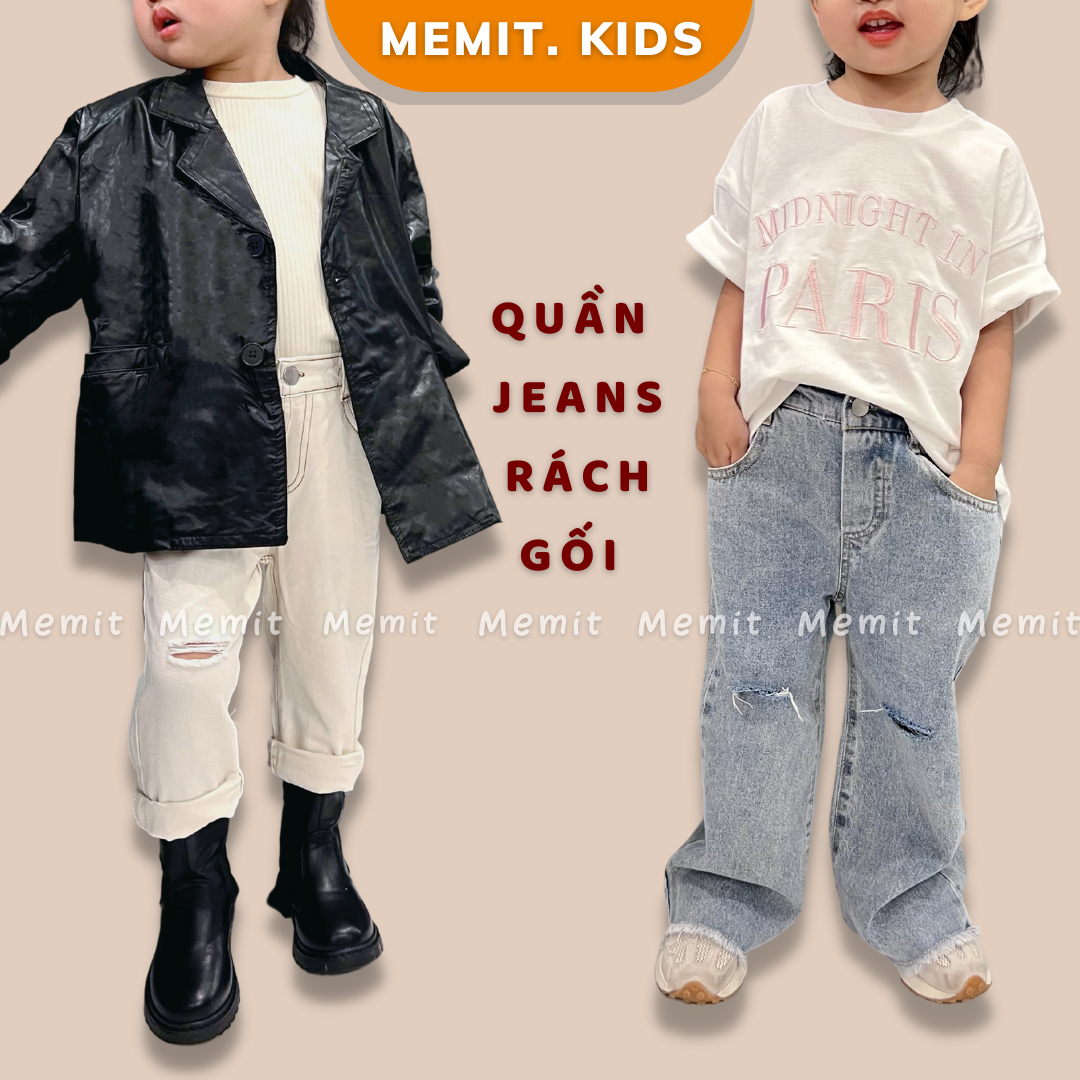 Quần jeans cho bé [HÀNG ĐẸP] quần jeans rách gối 2 kiểu, lên đồ cực phong cách và có gu, chun lưng dễ chịu