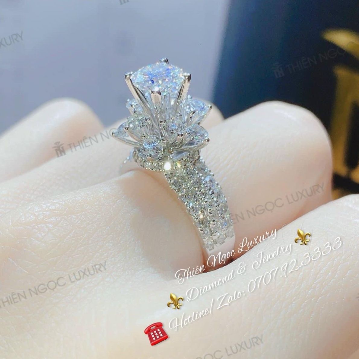 Nhẫn nữ đẹp, nhẫn nữ vàng trắng, nhẫn bạc Ý xi kim, nhẫn đá phale cao cấp, nhẫn kim cương sang trọng - Trang sức GADO N44654 CAM KẾT KHÔNG ĐEN