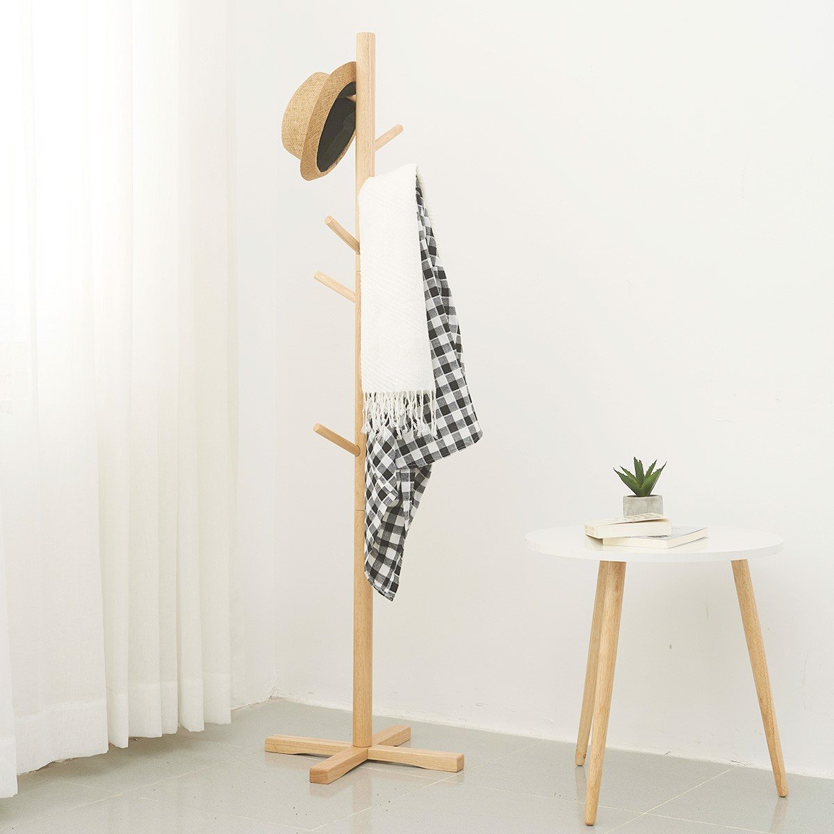 Cây treo quần áo - cây treo quần áo đa năng - cây treo quần áo đứng gỗ thông bellevie móc quần áo gỗ thiết kế lắp ráp hiện đại