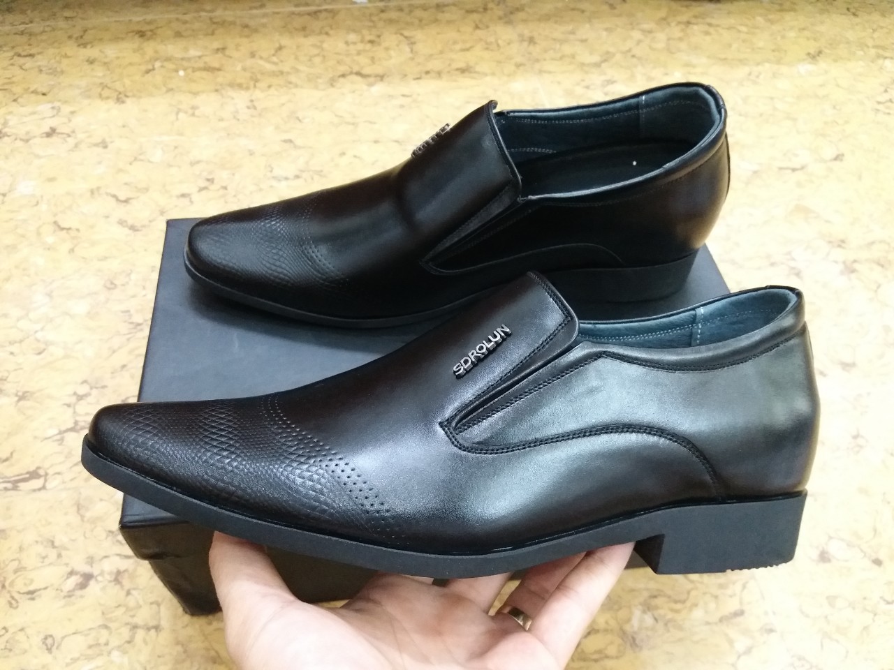 Giày lười tăng chiều cao 7cm da bò cao cấp